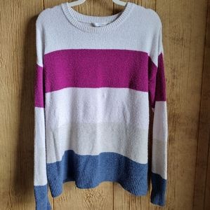 💕 Large Time and Tru Sweater Pink, Blue, & Cream